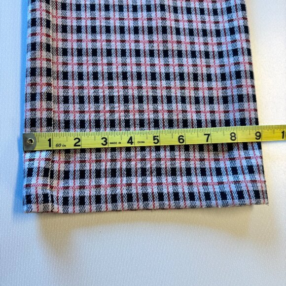 Sanctuary Carnaby Kick Crop Pants Large Plaid Tan Black Red Pull On - Picture 9 of 12